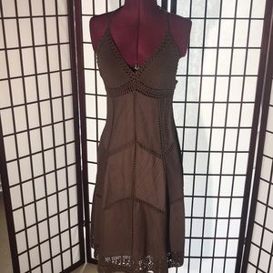 BCBG MAXAZRIA Brown crotchet halter dress